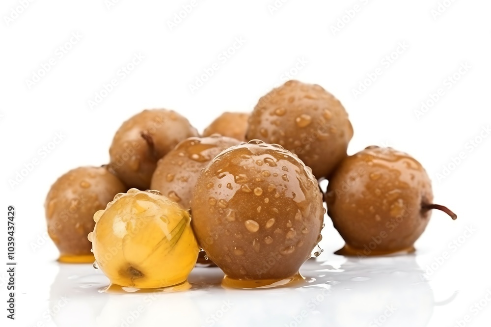 Longan with water drops on white background Longan with water drops on white background