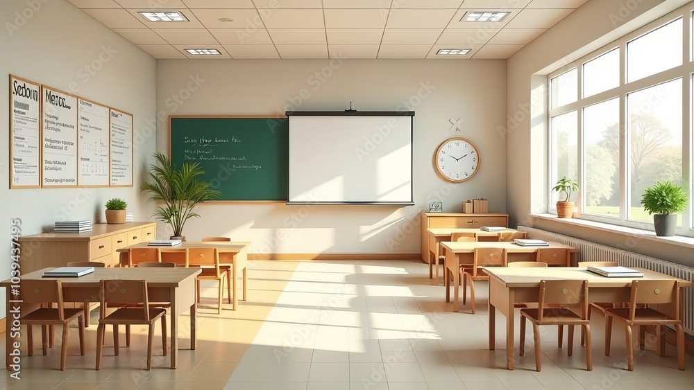 Fototapeta premium Empty wood table with blur class for background