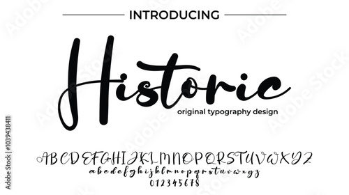 Historic Font Stylish brush painted an uppercase vector letters, alphabet, typeface