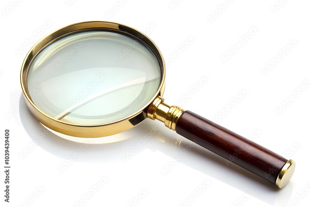 a close up of a magnifying glass Isolated on White a close up of a magnifying glass Isolated on White