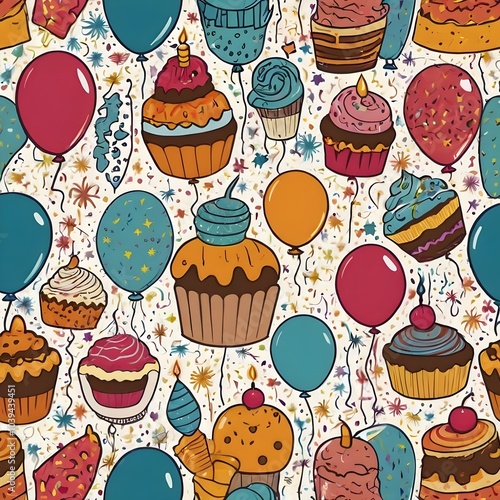 seamless pattern with cupcakes