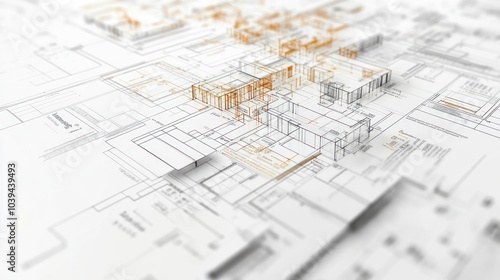 Architectural blueprint showcasing detailed building plans.