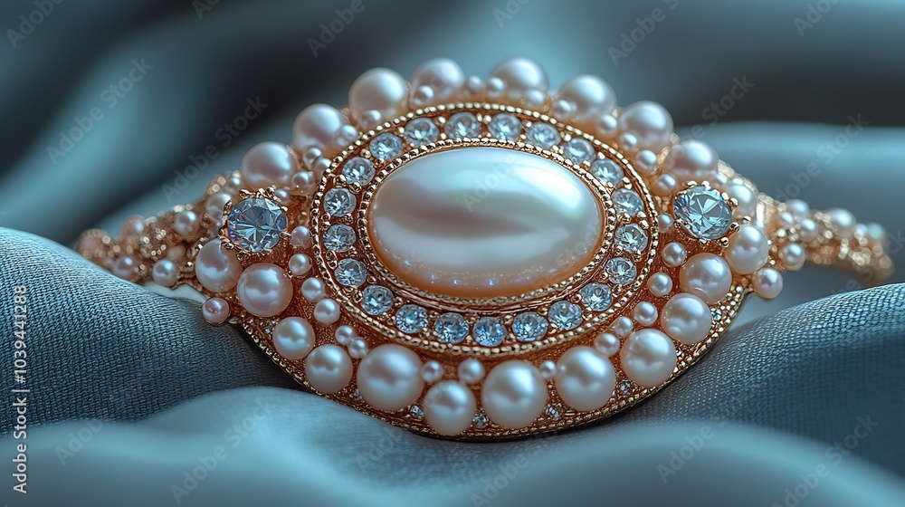 Pearlencrusted brooch with a classic oval shape isolated on a neutral minimalistic background emphasizing the elegance and sophistication of its design Pearlencrusted brooch with a classic oval shape isolated on a neutral minimalistic background emphasizing the elegance and sophistication of its design