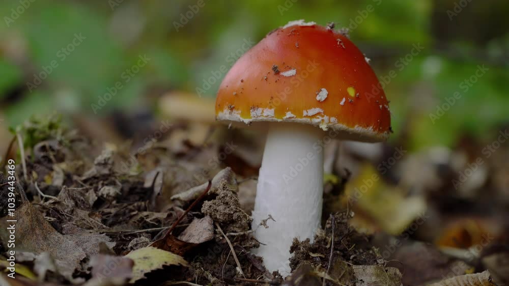 Fly Agaric in natural ambient, deadly poisonous (Amanita muscaria) - (4K) Fly Agaric in natural ambient, deadly poisonous (Amanita muscaria) - (4K)
