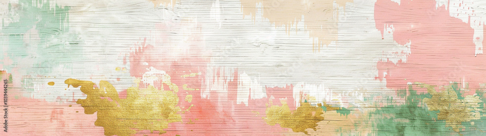 Abstract pastel brush strokes with textured yellow, pink, and teal splashes. Banner or header Abstract pastel brush strokes with textured yellow, pink, and teal splashes. Banner or header