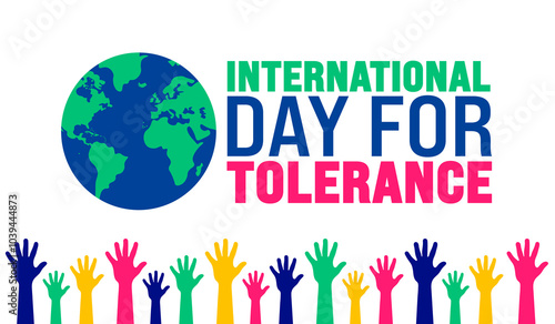 International Day for Tolerance background or banner design template is observed every year in November. Holiday concept. Template for card, poster, placard, template.