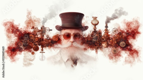 Eccentric Steampunk Inventor Surrounded by Whimsical Gadgets and Gizmos