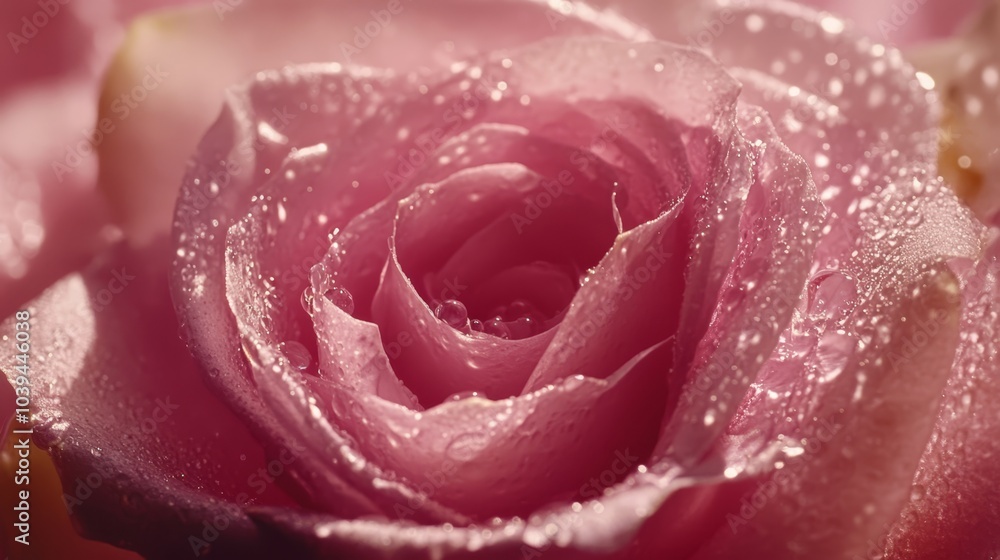 petals bearing water droplets, center dripping petals bearing water droplets, center dripping