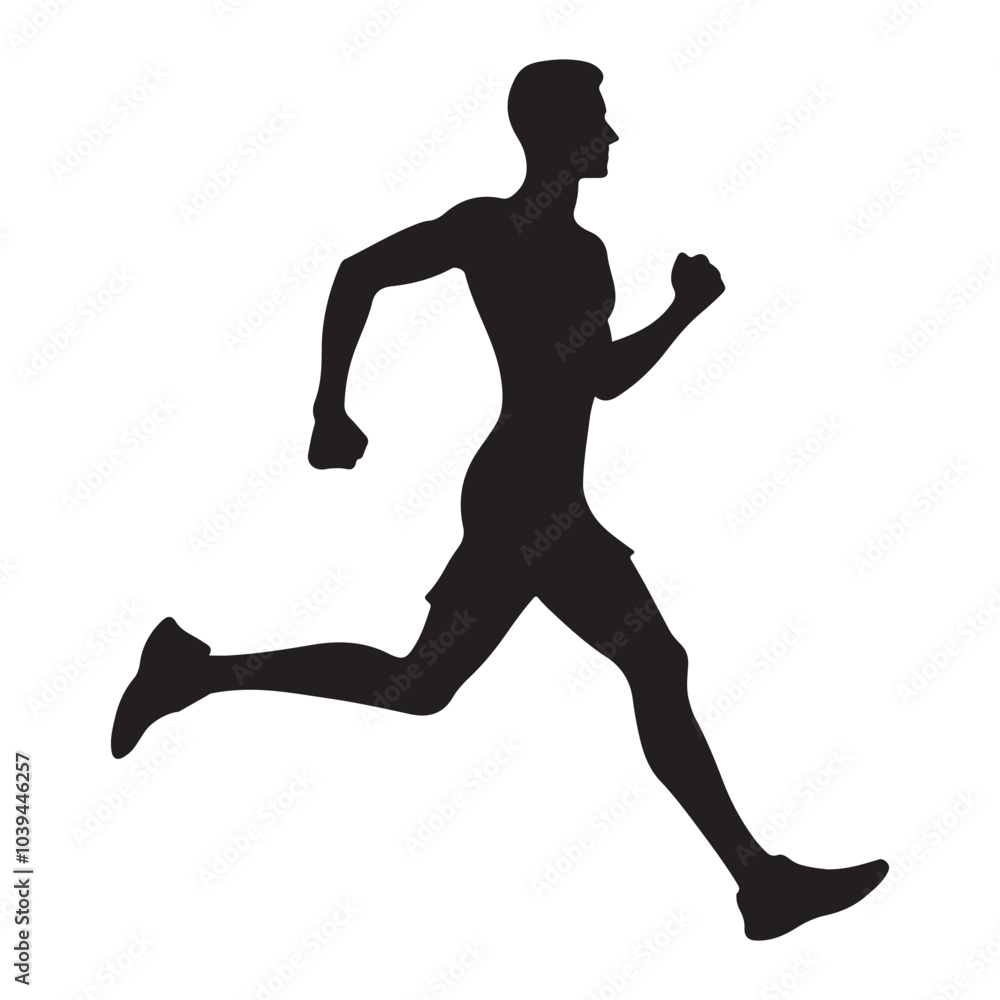 silhouette of a person running vector art on white background silhouette of a person running vector art on white background