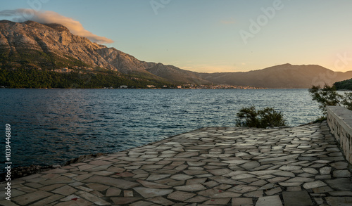 Concrete wharf on the Croatian island of Korcula