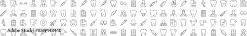 Dentist Related Outline Image Set. Contains Icons of Teeth, Doctor, Syringe, Prescription for Banners, Infographics, Books, Articles and Other Types of Design