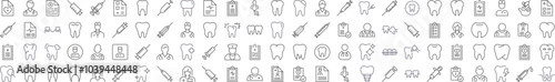 Dentist Related Simple Icon Set. Contains Icons of Teeth, Doctor, Syringe, Prescription for Banners, Infographics, Books, Articles and Other Types of Design