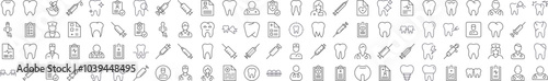 Dentist Related Symbol Set. Contains Icons of Teeth, Doctor, Syringe, Prescription for Banners, Infographics, Books, Articles and Other Types of Design