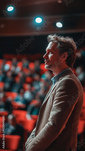 Public speaker at a conference, Generative AI
