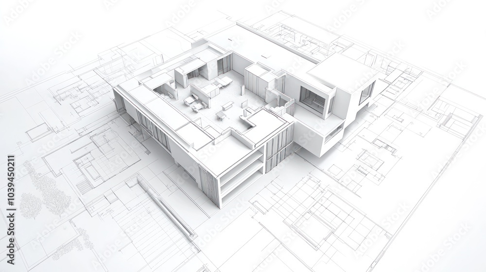 Architectural blueprint of a modern building design. Architectural blueprint of a modern building design.