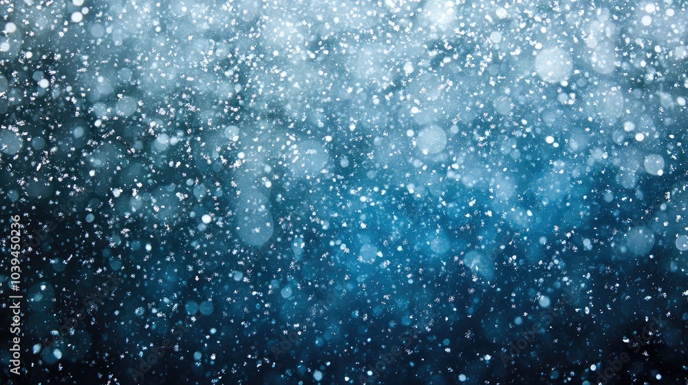 Obraz premium Soft Snowfall Over a Misty Blue Background