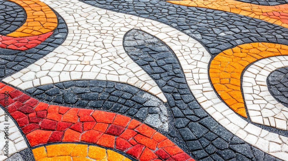 Colorful Mosaic Pattern on Sidewalk Surface Colorful Mosaic Pattern on Sidewalk Surface