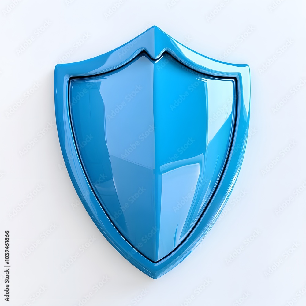 Shield depicting protection. shield 3d icon. Protection, defense and security concept symbol: blue shield on isolated on white background Shield depicting protection. shield 3d icon. Protection, defense and security concept symbol: blue shield on isolated on white background