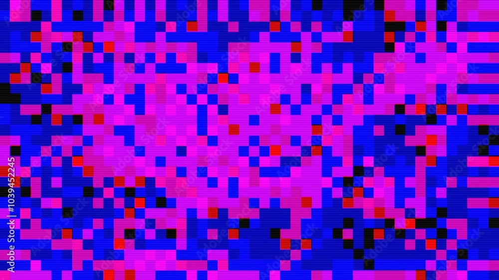 Abstract pixel retro 8bit neon pink, blue, purple neon video game glitch noise texture, square animated retro video game pixelated background, looped vj pattern psychedelic 80s, 90s texture Abstract pixel retro 8bit neon pink, blue, purple neon video game glitch noise texture, square animated retro video game pixelated background, looped vj pattern psychedelic 80s, 90s texture