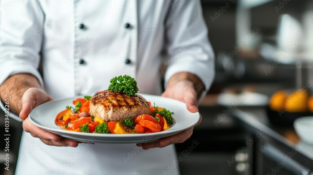 Restaurant staff performing daily routines seamlessly in a clean, modern kitchen, routine, restaurant, efficiency Restaurant staff performing daily routines seamlessly in a clean, modern kitchen, routine, restaurant, efficiency