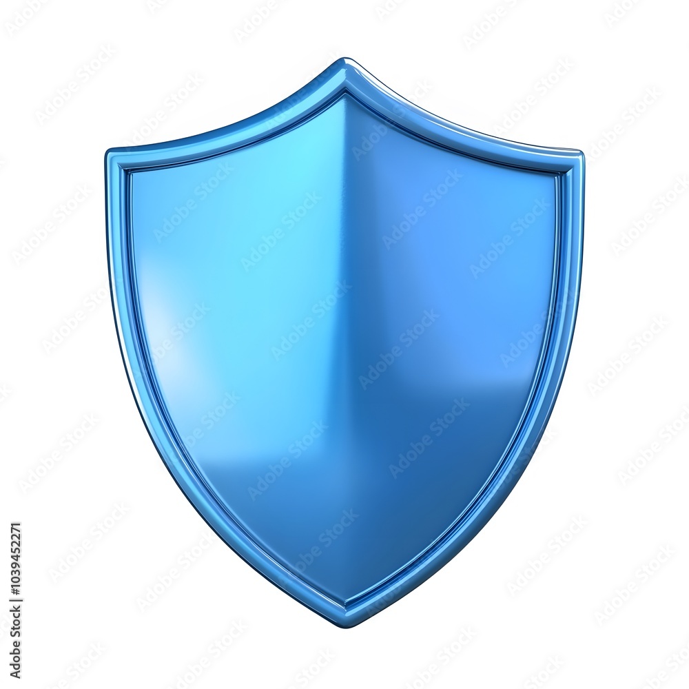 Shield depicting protection. shield 3d icon. Protection, defense and security concept symbol: blue shield on isolated on white background Shield depicting protection. shield 3d icon. Protection, defense and security concept symbol: blue shield on isolated on white background