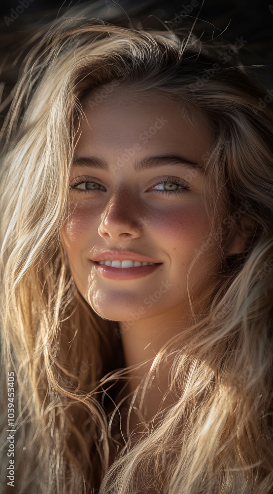 Portrait of an attractive, smiling young woman with long, blonde hair Portrait of an attractive, smiling young woman with long, blonde hair