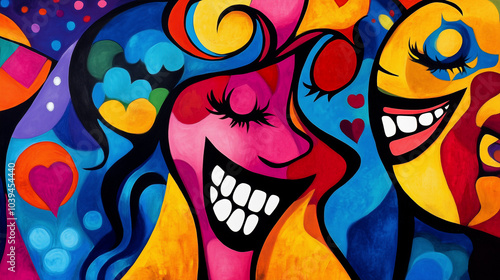 Vibrant and Colorful Abstract Pop Art Background Depicting Joy and Happiness.