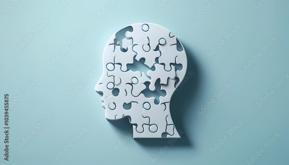 A human head formed from puzzle pieces, symbolizing World Mental Health Day, crafted using Generative AI technology. A human head formed from puzzle pieces, symbolizing World Mental Health Day, crafted using Generative AI technology.