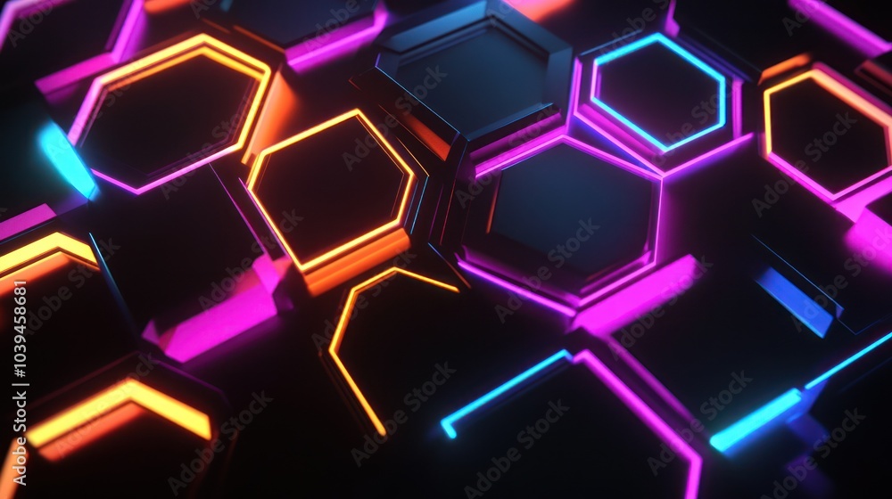 Abstract Neon Hexagon Pattern Abstract Neon Hexagon Pattern