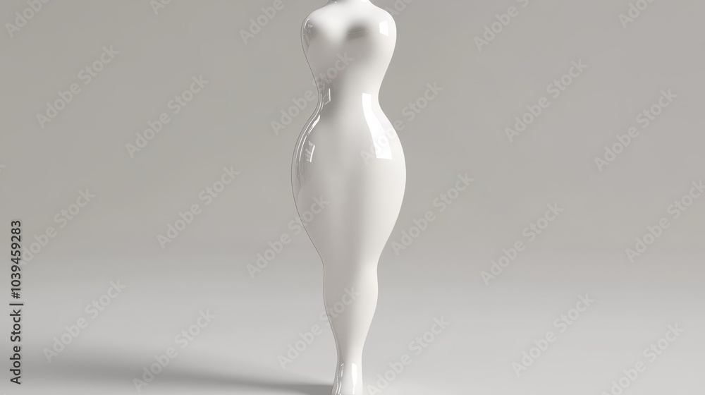 A white female mannequin stands on a gray backdrop, wearing a white hat A white female mannequin stands on a gray backdrop, wearing a white hat
