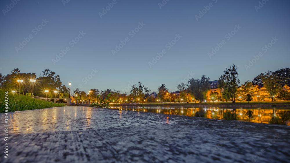 Naklejka premium Koenigsberg pond in the evening