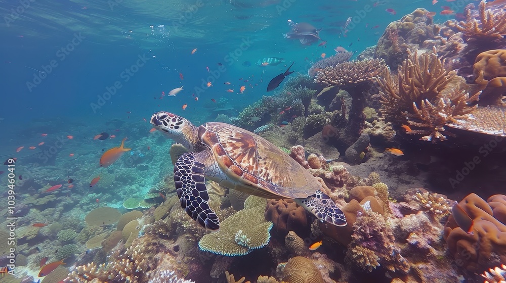 Vibrant Coral Reef with Teeming Marine Life Vibrant Coral Reef with Teeming Marine Life