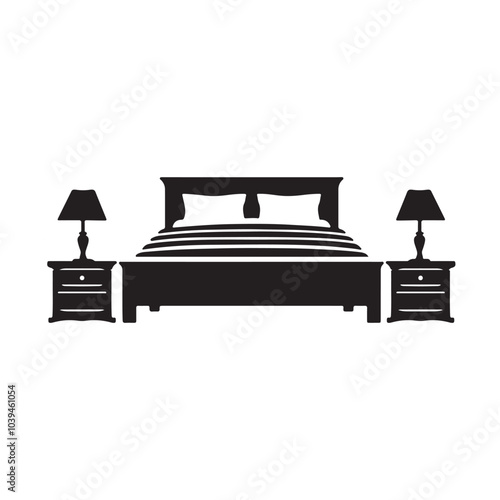 Bed Silhouette Vector Art Minimalist Furniture Design