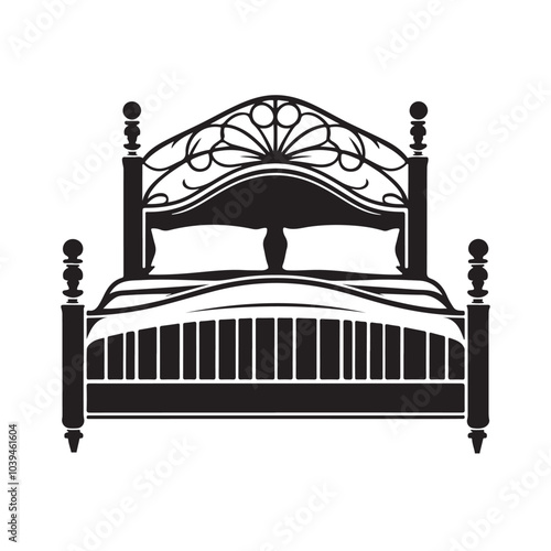 Bed Silhouette Vector Art Minimalist Furniture Design