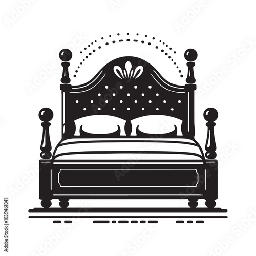 Bed Silhouette Vector Art Minimalist Furniture Design
