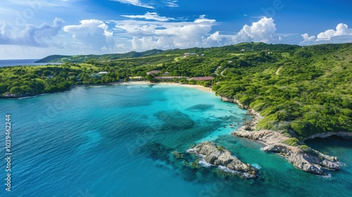 Wallpaper Mural Aerial View of Secluded Cove with Turquoise Water Torontodigital.ca