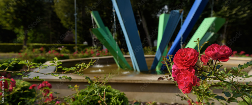 custom made wallpaper toronto digitalROSES - Lovelys red roses in front of the fountain in the square
