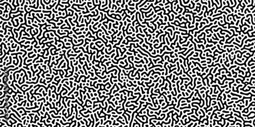 Organic seamless patterns with rounded lines Diffusion reaction background. Monochrome background of natural organic forms motion. Overlay template abstract Turing organic wallpaper background.