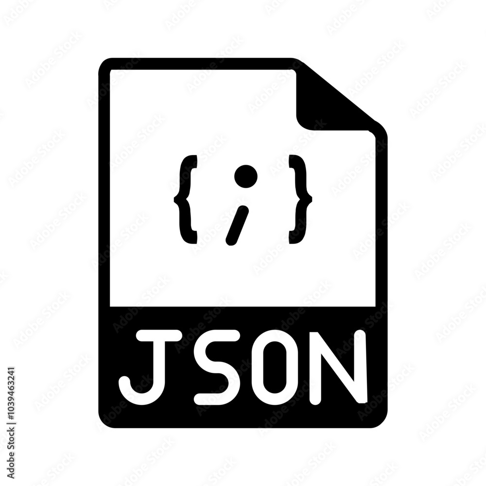 Vector solid black icon for Json Vector solid black icon for Json