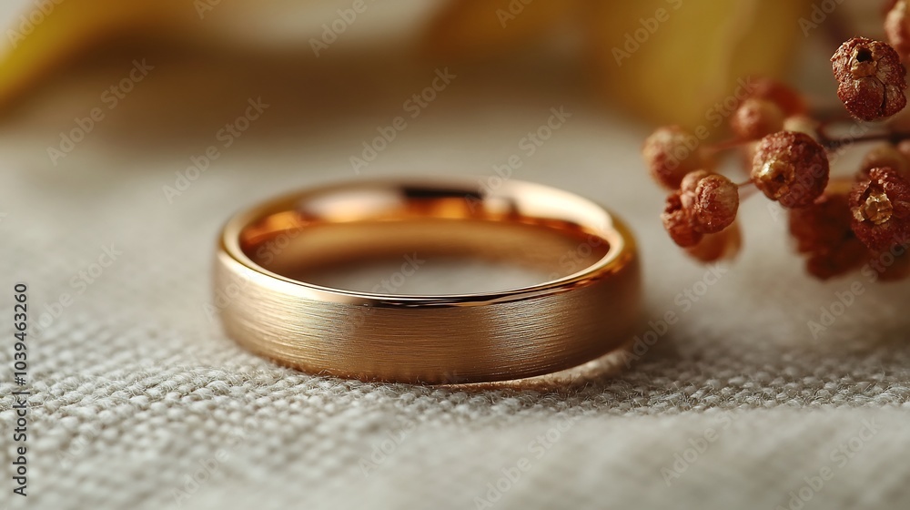 Rose gold wedding ring with a brushed finish placed on a clean neutral background highlighting its contemporary and elegant craftsmanship Rose gold wedding ring with a brushed finish placed on a clean neutral background highlighting its contemporary and elegant craftsmanship