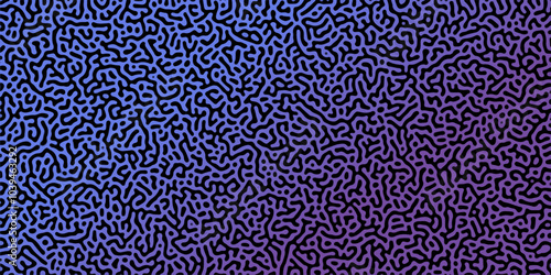 Abstract Reaction-diffusion Turing pattern natural texture blue and purple gradient color scheme. Linear design with biological algorithm psychedelic background. Reaction-diffusion or truing patter