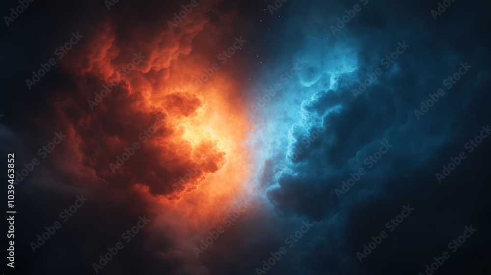 Dramatic storm clouds with fiery and icy hues Dramatic storm clouds with fiery and icy hues