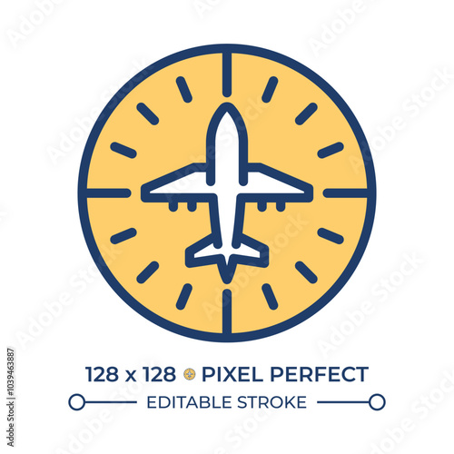 Heading indicator RGB color icon. Aviation instrument used for navigation. Maintain direction during flight. Isolated vector illustration. Simple filled line drawing. Editable stroke