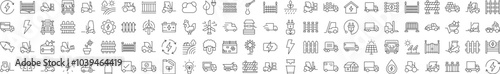 Agriculture Icon Pack. Contains Icons of Tractor, Fence, Farm, Energy that Can Be Used for Design of Cards, Posts, Apps, Web Sites