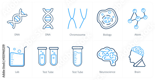 A set of 10 Science and Experiment icons as dna, chromosome, biology