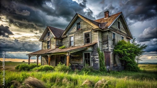 A forgotten farmhouse evokes American Gothic, its silence echoing urban exploration's thrill.