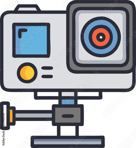 Vector of Action camera - Icon of a small, mountable camera for action footage.
