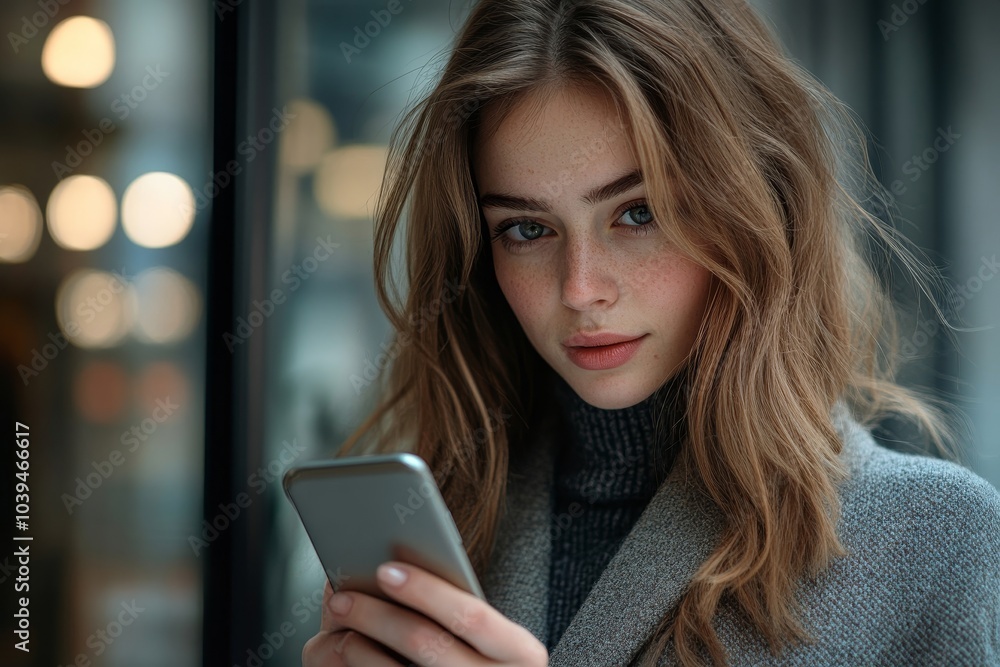 Fototapeta premium Closeup shot of businesswoman talking over mobile phone, Generative AI