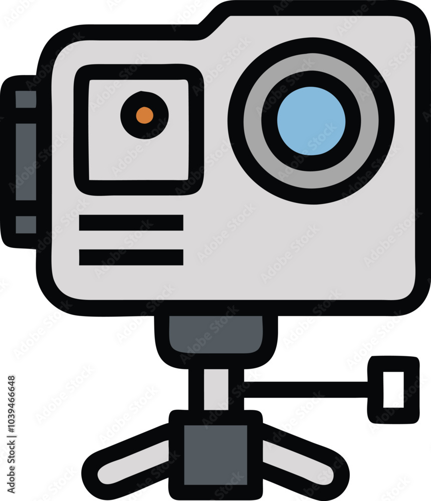 Vector of Action camera - Icon of a small, mountable camera for action footage. Vector of Action camera - Icon of a small, mountable camera for action footage.