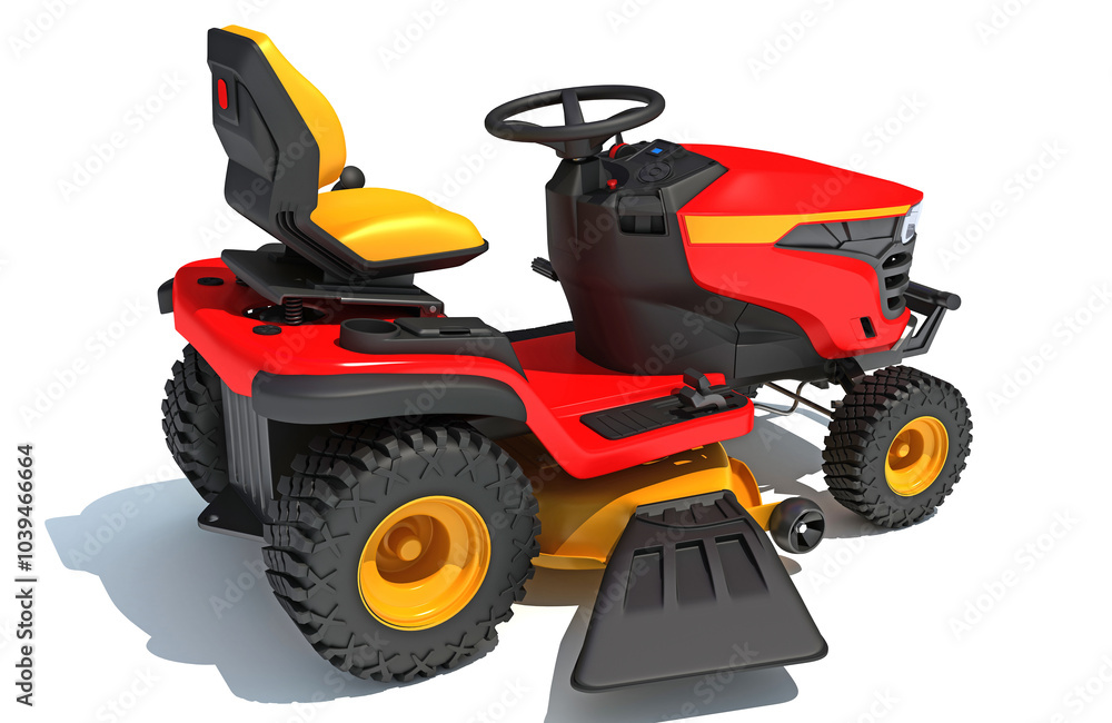 Farm Tractor 3D rendering on white background Farm Tractor 3D rendering on white background